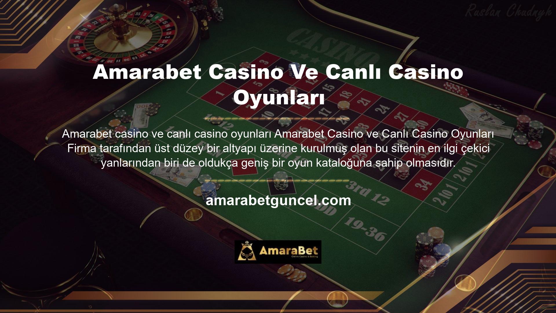 Amarabet bunu casino oyunları alanında da sunmaktadır ve oldukça geniş bir oyun portföyüne sahiptir