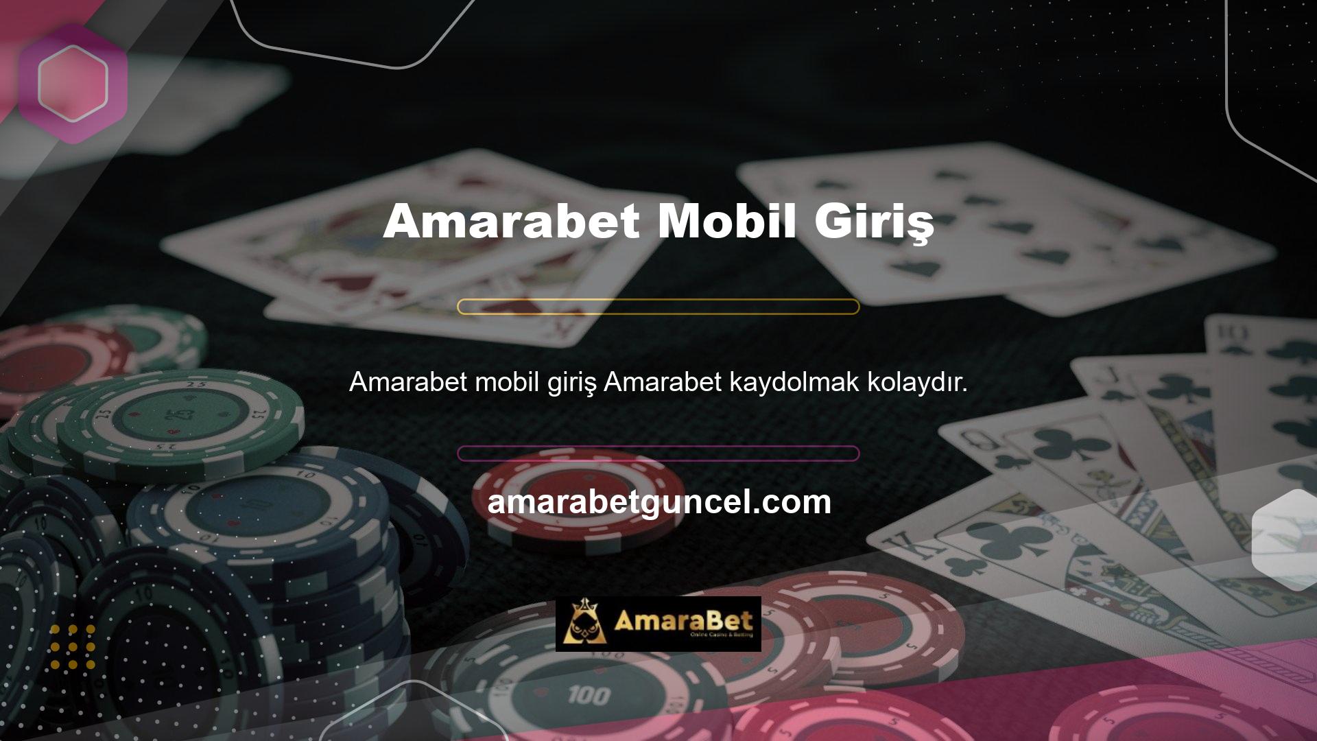 Amarabet, casino tutkunlarının siteye 7/24 erişebilmelerini sağlamak için çabalıyor ve mobil cihazınız üzerinden kaydolmak için iki farklı yol sunuyor