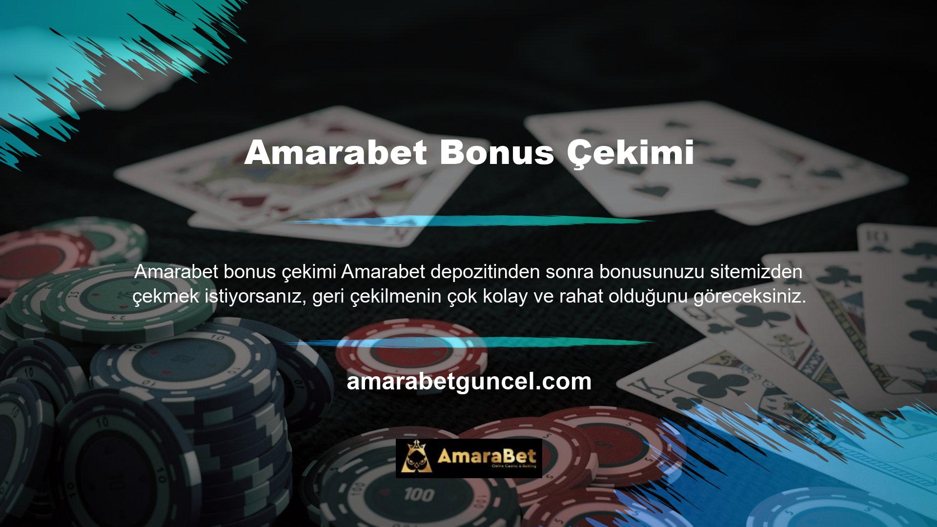 Amarabet geri çekilmesi, hesabınızdan anında para çekmenizi ve seçtiğiniz teknolojiyi kullanarak nakit olarak kullanmanızı sağlar